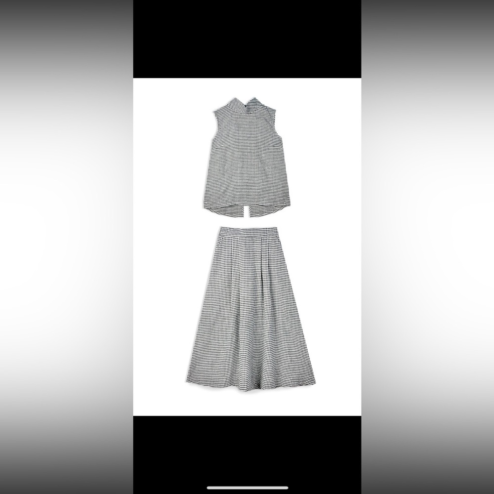 Black and White houndstooth Midi Skirt and top